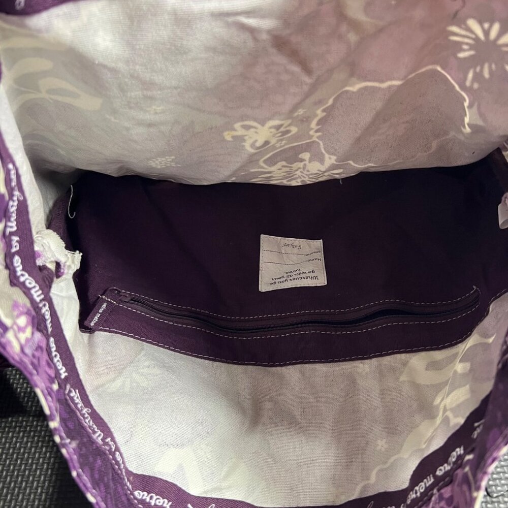 Thirty-One Retro Metro Shoulder Bag Purple Floral Canvas Tote - Picture 2 of 4